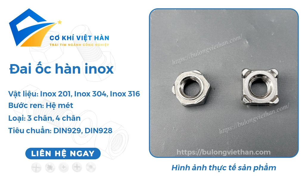 đai ốc hàn inox