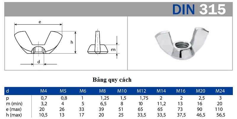 TSKT Đai ốc tai hồng DIN 315
